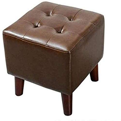 MGEMJMJ Hocker Footemeschools Osmanen Osmanische Pu Leder Fußschabel Sofa Hocker Holzbank Sitz Haushalt Wohnzimmer Couchtischhocker(Size:36 * 36 * 40cm,Color:Braun) von MGEMJMJ