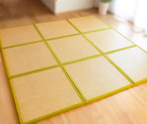MGEMJMJ Japanische Tatami Mat Rattan Floor Matte Tragbare Klappmatte Futon Matratze Fest Traditionelles Bodenbett(Size:4 Piece 120x120cm/47.2x47.2in,Color:Grün) von MGEMJMJ