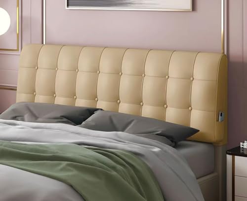 MGEMJMJ Kopfbrettkissen Full High Resilience Bett Kissen Gepolsterte Kopfbrett Wandmontierte Bett Rückenstütze Kissen Für Heimschlafzimmer Daybett(Size:120cm/47in,Color:Khaki) von MGEMJMJ