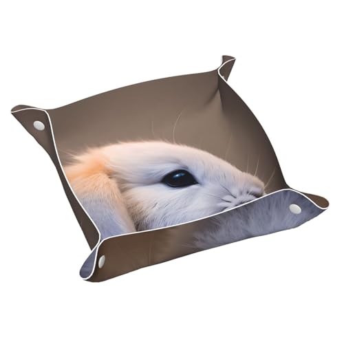 Cry Rabbit Print Leather Storage Tray Practical Water Resistant Storage Box For Watches, Keys. von MGGAklp