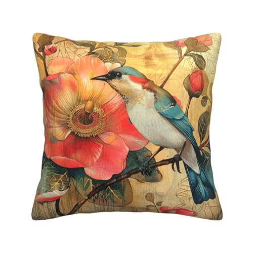 MGGAklp Dekorative Kissenbezüge aus Cord mit Blumen- und Vogel-Druck, für Sofa, Wohnzimmer, Couch, Bett MGGAklp Dekorative Kissenbezüge aus Cord mit Blumen- und Vogel-Druck, für Sofa, Wohnzimmer, Couch, Bett von MGGAklp