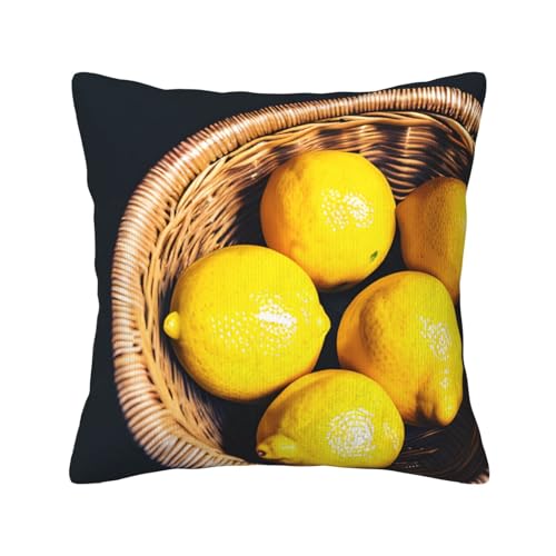 MGGAklp Dekorative Kissenbezüge aus Kord, Zitronenmuster, für Sofa, Wohnzimmer, Couch, Bett von MGGAklp