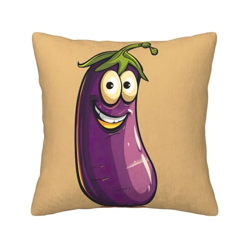 MGGAklp Dekorative Kissenbezüge mit Cartoon-Auberginen-Druck, Kordsamt, für Sofa, Wohnzimmer, Couch, Bett MGGAklp Dekorative Kissenbezüge mit Cartoon-Auberginen-Druck, Kordsamt, für Sofa, Wohnzimmer, Couch, Bett von MGGAklp