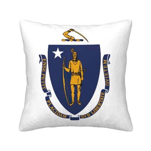 MGGAklp Dekorative Kissenbezüge mit Massachusetts Staatsflaggen-Druck, Kordsamt, für Sofa, Wohnzimmer, Couch, Bett von MGGAklp