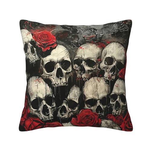 MGGAklp Dekorative Kissenbezüge mit Totenkopf- und Rose-Aufdruck, Kordsamt, für Sofa, Wohnzimmer, Couch, Bett MGGAklp Dekorative Kissenbezüge mit Totenkopf- und Rose-Aufdruck, Kordsamt, für Sofa, Wohnzimmer, Couch, Bett von MGGAklp