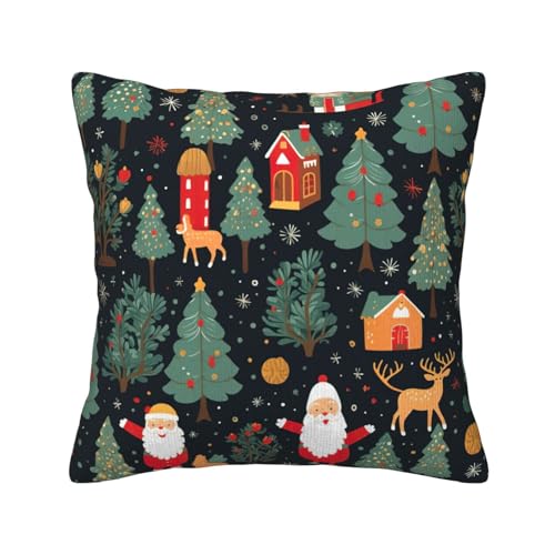 MGGAklp Dekorative Kissenbezüge mit Weihnachtsmotiv und Hirsch-Motiv, aus Kordsamt, für Sofa, Wohnzimmer, Couch, Bett von MGGAklp