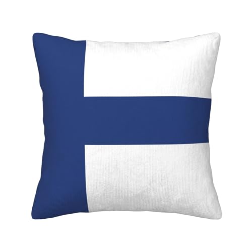 MGGAklp Dekorative Kissenbezüge mit finnischer Flagge, Kordsamt, für Sofa, Wohnzimmer, Couch, Bett von MGGAklp