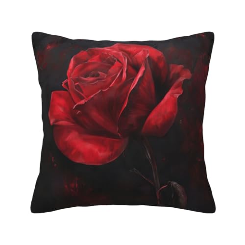 MGGAklp Dekorative Kissenbezüge mit rotem Rosen-Druck, für Sofa, Wohnzimmer, Couch, Bett von MGGAklp