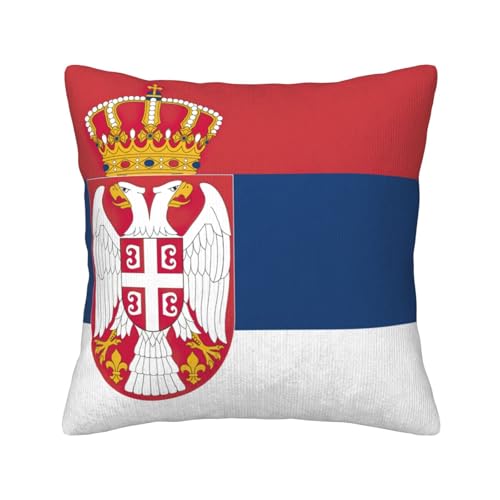 MGGAklp Dekorative Kissenbezüge mit serbischer Flagge aus Kord, für Sofa, Wohnzimmer, Couch, Bett MGGAklp Dekorative Kissenbezüge mit serbischer Flagge aus Kord, für Sofa, Wohnzimmer, Couch, Bett von MGGAklp