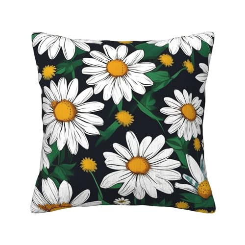 MGGAklp Dekorativer Kissenbezug aus Kord, Blumen- und Gänseblümchen-Druck, für Sofa, Wohnzimmer, Couch, Bett von MGGAklp