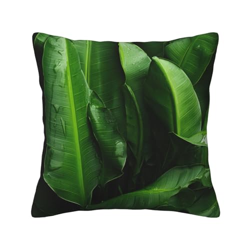 MGGAklp Dekorativer Kissenbezug aus Kord, Motiv: frische Bananenblätter, für Sofa, Wohnzimmer, Couch, Bett von MGGAklp