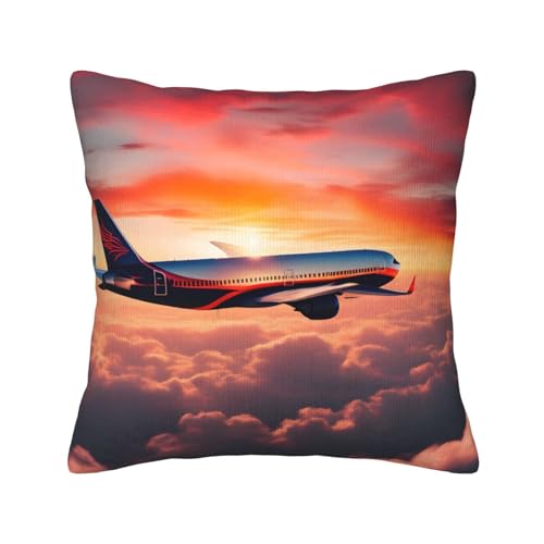 MGGAklp Dekorativer Kissenbezug aus Kordsamt, Motiv: Flugzeug, Sonnenuntergänge, Himmelsdruck, für Sofa, Wohnzimmer, Couch, Bett MGGAklp Dekorativer Kissenbezug aus Kordsamt, Motiv: Flugzeug, Sonnenuntergänge, Himmelsdruck, für Sofa, Wohnzimmer, Couch, Bett von MGGAklp