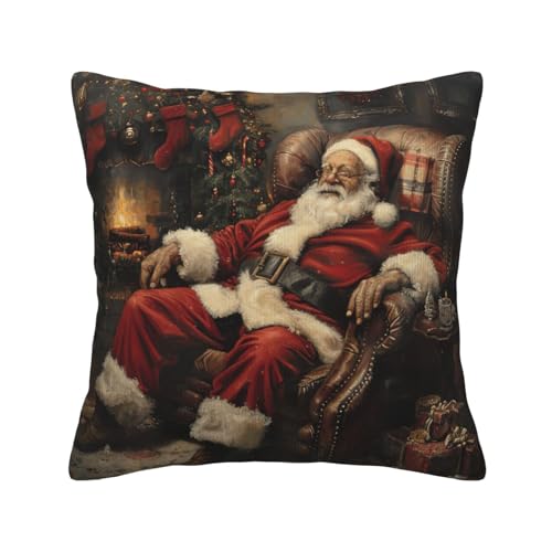 MGGAklp Dekorativer Kissenbezug aus Kordsamt mit Weihnachtsdruck, für Sofa, Wohnzimmer, Couch, Bett von MGGAklp