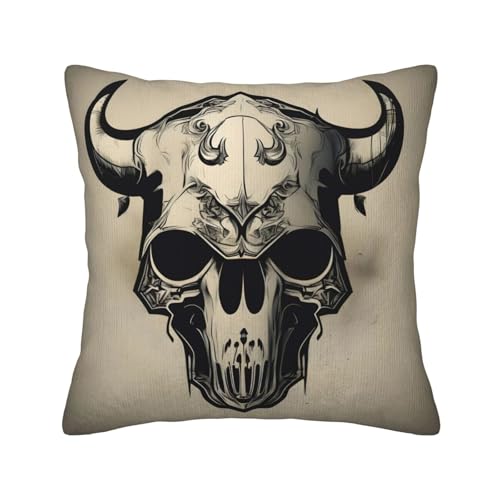 MGGAklp Dekorativer Kissenbezug mit Bullenschädel-Druck, Kordsamt, für Sofa, Wohnzimmer, Couch, Bett MGGAklp Dekorativer Kissenbezug mit Bullenschädel-Druck, Kordsamt, für Sofa, Wohnzimmer, Couch, Bett von MGGAklp