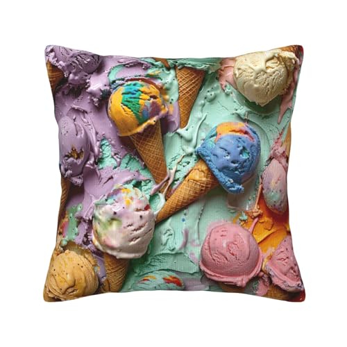 MGGAklp Dekorativer Kissenbezug mit Eiscreme-Druck, Kordsamt, für Sofa, Wohnzimmer, Couch, Bett MGGAklp Dekorativer Kissenbezug mit Eiscreme-Druck, Kordsamt, für Sofa, Wohnzimmer, Couch, Bett von MGGAklp
