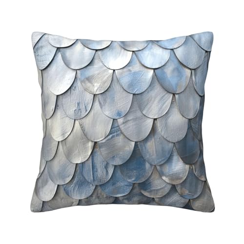 MGGAklp Dekorativer Kissenbezug mit Fischschuppen-Druck, Kordsamt, für Sofa, Wohnzimmer, Couch, Bett, silberfarben MGGAklp Dekorativer Kissenbezug mit Fischschuppen-Druck, Kordsamt, für Sofa, Wohnzimmer, Couch, Bett, silberfarben von MGGAklp