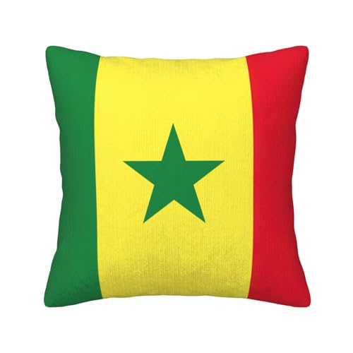 MGGAklp Dekorativer Kissenbezug mit Flagge des Senegals, Kord, für Sofa, Wohnzimmer, Couch, Bett von MGGAklp