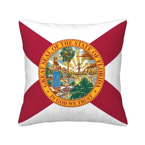 MGGAklp Dekorativer Kissenbezug mit Florida-Flaggen-Druck, für Sofa, Wohnzimmer, Couch, Bett von MGGAklp