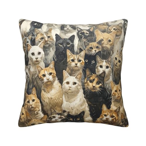 MGGAklp Dekorativer Kissenbezug mit Katzenmotiv, aus Kordsamt, für Sofa, Wohnzimmer, Couch, Bett von MGGAklp