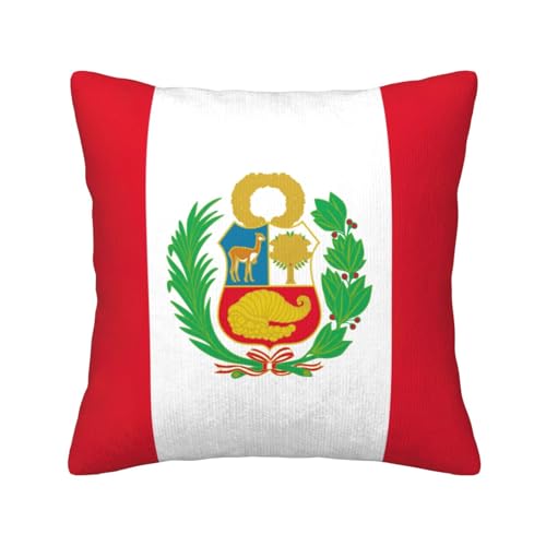 MGGAklp Dekorativer Kissenbezug mit Peru-Flagge aus Kord, für Sofa, Wohnzimmer, Couch, Bett von MGGAklp