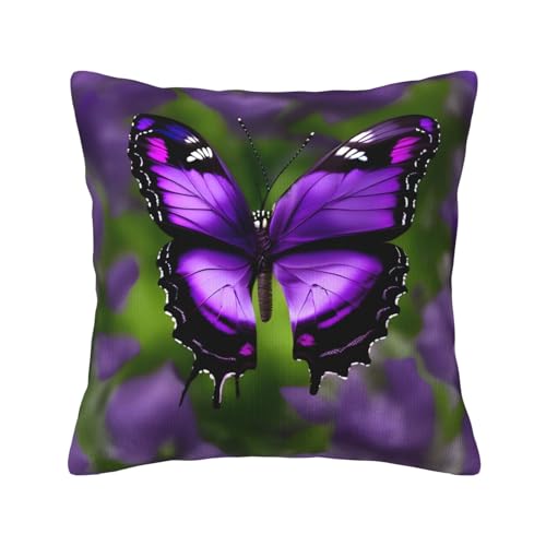 MGGAklp Dekorativer Kissenbezug mit Schmetterlings-Aufdruck, Kordsamt, für Sofa, Wohnzimmer, Couch, Bett, Violett MGGAklp Dekorativer Kissenbezug mit Schmetterlings-Aufdruck, Kordsamt, für Sofa, Wohnzimmer, Couch, Bett, Violett von MGGAklp