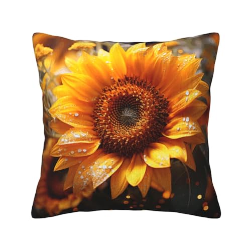 MGGAklp Dekorativer Kissenbezug mit Sonnenblumen-Aufdruck, Kordsamt, für Sofa, Wohnzimmer, Couch, Bett von MGGAklp