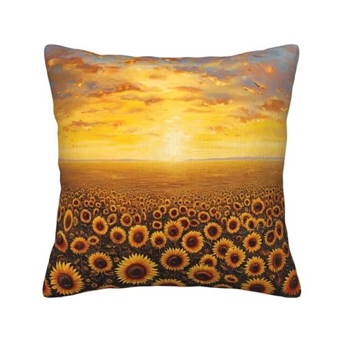 MGGAklp Dekorativer Kissenbezug mit Sonnenblumenfeld, Sonnenuntergang, Blumenmeer, für Sofa, Wohnzimmer, Couch, Bett MGGAklp Dekorativer Kissenbezug mit Sonnenblumenfeld, Sonnenuntergang, Blumenmeer, für Sofa, Wohnzimmer, Couch, Bett von MGGAklp
