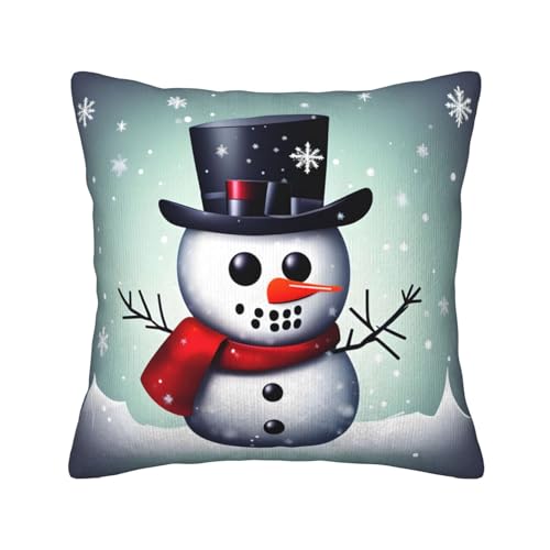 MGGAklp Dekorativer Kissenbezug mit Weihnachts-Schneemann-Druck, Kordsamt, für Sofa, Wohnzimmer, Couch, Bett von MGGAklp