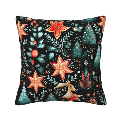 MGGAklp Dekorativer Kissenbezug mit Weihnachtsmotiv, aus Kordsamt, für Sofa, Wohnzimmer, Couch, Bett von MGGAklp