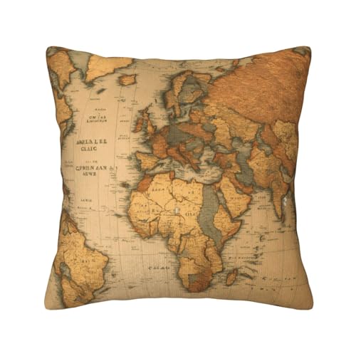 MGGAklp Dekorativer Kissenbezug mit Weltkarten-Druck, Kordsamt, für Sofa, Wohnzimmer, Couch, Bett MGGAklp Dekorativer Kissenbezug mit Weltkarten-Druck, Kordsamt, für Sofa, Wohnzimmer, Couch, Bett von MGGAklp