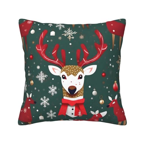 MGGAklp Dekorativer Kissenbezug mit weihnachtlichem Hirsch-Druck, für Sofa, Wohnzimmer, Couch, Bett von MGGAklp