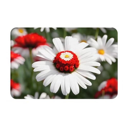 MGGAklp Fußmatte mit Blumen- und weißen Gänseblümchen, rutschfest, wasserabsorbierend, für Innen- und Außenbereich von MGGAklp