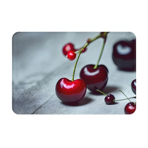 MGGAklp Fußmatte mit rotem Kirschenmuster, rutschfest, wasserabsorbierend, für Innen- und Außenbereich von MGGAklp