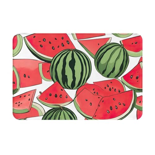 MGGAklp Fußmatte mit rotem Wassermelonen-Druck, rutschfest, wasserabsorbierend, für Innen- und Außenbereich von MGGAklp
