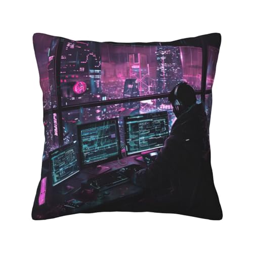MGGAklp Hacker Era Dekokissenbezüge aus Kordsamt für Sofa, Wohnzimmer, Couch, Bett von MGGAklp
