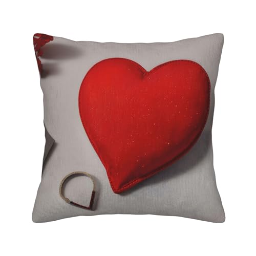 MGGAklp Romantischer roter Herz-Druck, Kordsamt, dekorativer Überwurf-Kissenbezug für Sofa, Wohnzimmer, Couch, Bett von MGGAklp