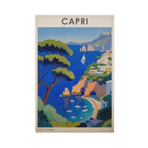 MGHDGD Capri-Reise, Vintage-Poster, Leinwand, Poster, Schlafzimmer, Dekoration, Landschaft, Büro, Raumdekoration, Geschenk, 50 x 75 cm MGHDGD Capri-Reise, Vintage-Poster, Leinwand, Poster, Schlafzimmer, Dekoration, Landschaft, Büro, Raumdekoration, Geschenk, 50 x 75 cm von MGHDGD