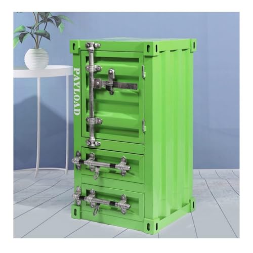 MGHRUE Metallspindschrank Industrieller Metall-Aufbewahrungsschrank Mit Schublade, Kreativer Container-Nachttisch, Aufbewahrungsschränke, Für Zuhause, Restaurant, Bar, Fitnessstudio,Green1 von MGHRUE