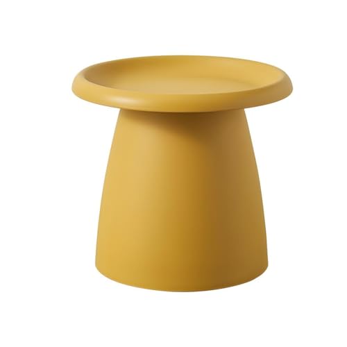 MGHRUE Moderner Runder Couchtisch Mit Sockel, Couchtisch Aus Kunststoff, Nordischer Pilz-Kleiner Couchtisch, Balkon-Couchtisch, Einfacher Moderner Mini-Beistelltisch Aus Kunststoff,Yellow 2,50 * 45cm von MGHRUE