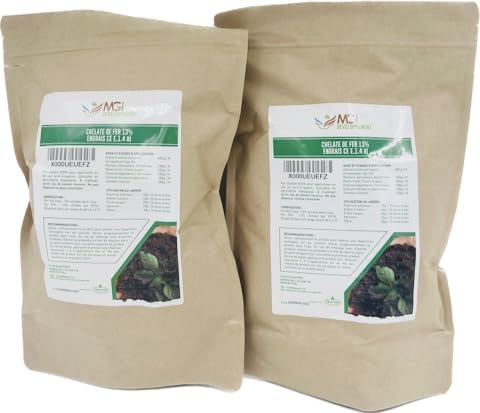 2 x 1 kg – Eisenchelat 13 % chlorfrei – Dünger – grünend – 100 % löslich – perfekt für die Gartenarbeit – kompatibel mit biologischer Landwirtschaft – verpackt in Frankreich in einem kleinen und von MGI DEVELOPPEMENT