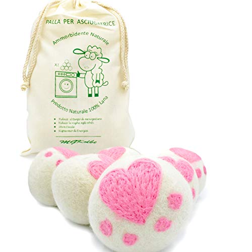 MGKolbe® Trocknerbälle für Wäschetrockner - 6 XXL Extragroße Filzbälle aus Schafwolle, der natürliche Weichspüler. Ideal für Daunenjacken. Dryer Balls Trocknerkugeln für Daunen (Herzkugel) von MGKolbe
