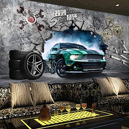 MGQSS 3D Wandbild selbstklebende Tapete Sportwagen Auto 3D Kinderzimmer Tapete Poster Fototapete Junge Mädchen Schlafzimmer Raumdekoration Umweltschutz(B)300x(H)210 cm von MGQSS