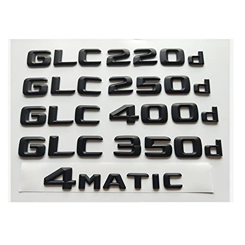 MGRAS Matt Black 3D Buchstaben Embleme Abzeichen Emblem Fit for Mercedes Benz X253 C253 GLC20. 0d GLC22. 0d GLC25. 0d GLC30. 0d GLC32. 0d 4matic CDI CGI. Abzeichenaufkleber (Size : GLC 400d) von MGRAS
