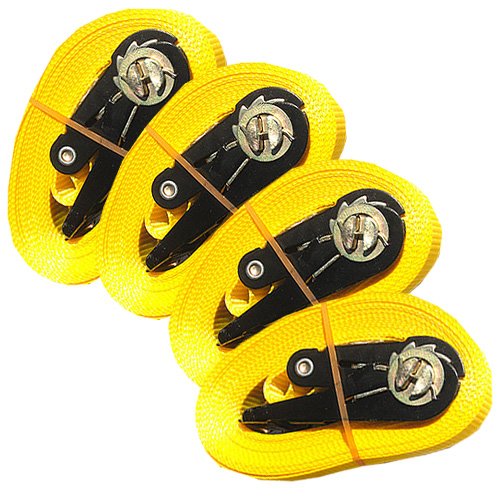4X SPANNGURTE 4 m mit ZURRRATSCHE 0,8 t EN-12195-2 Zurrgurte 4m (Gelb) von MGS SHOP