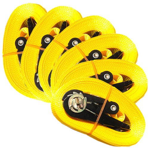 6 SPANNGURTE mit ZURRRATSCHE 6 m 0,8 t EN-12195-2 Zurrgurte 6m (Gelb) von MGS SHOP