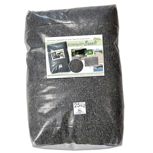 MGS SHOP 25 kg Basalt - Splitt Schwarz/Grau Streusplitt Ziersplitt Dekosplitt Pflastersplitt 2/5 mm von MGS SHOP