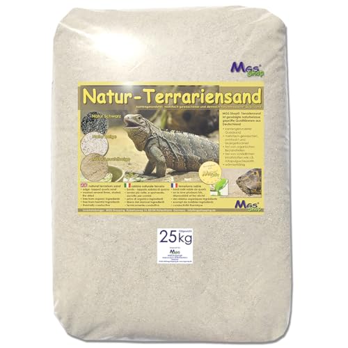 MGS SHOP 25 kg Terrariensand Natur BEIGE weich & rund geprüfte Qualität 0,63-1,25 mm von MGS SHOP