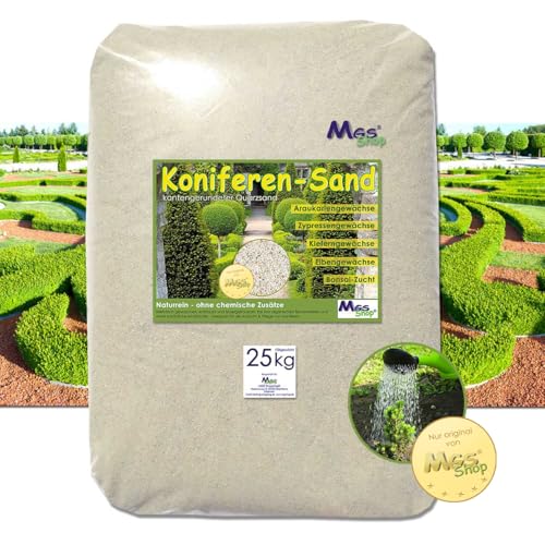 MGS SHOP 25kg Koniferen-Sand Quarzsand für Nadelgehölze - Kiefer, Zypresse, Eibe, Thuje von MGS SHOP