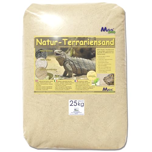 MGS SHOP 25kg Terrariensand Natur Gold BEIGE weich & rund (2-4mm) von MGS SHOP