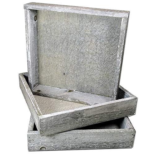 MGS SHOP Deko Holztablett Holzteller Tablett Wooden Tray Washed (3er Set 20x20 anthrazit) von MGS SHOP